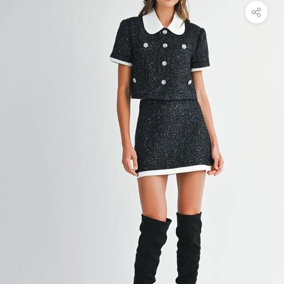 Mable Dresses & Skirts - Mable/Anthropologie GABY SEQUIN TWEED SHORT JACKET AND SKIRT SET